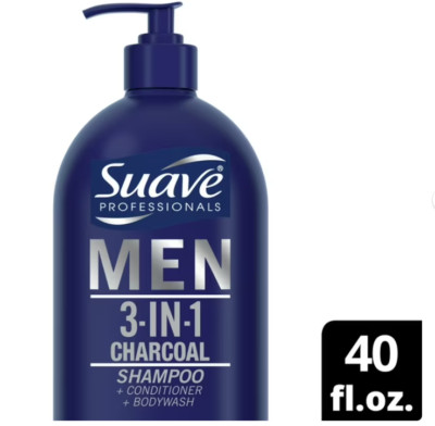 3-in-1 Shampoo, Conditioner & Body Wash for Men w/ Charcoal 40 oz