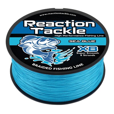 Reaction Tackle High Braided Fishing Line / Braid - Sea Blue 4 and 8 Strand