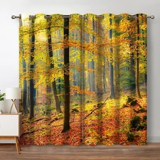 Jekeno Fall Tree Forest Blackout Curtains Jungle Autumn Tree Yellow Leaves Fa...
