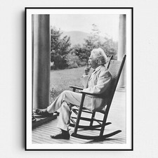 Mark Twain Smoking Cigar In New Hampshire Vintage USA Wall Art Poster Print