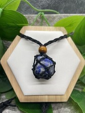 30" Braided Black Cord Necklace  Natural Stone Chakra Sodalite New A4659