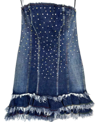white christmas dresses Denim Ruffle Dress – Shop Karlie main image 1