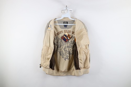 Deadstock Vintage 90s Y2K Boys Large Hip Hop Striped Warm Up Track Jacket Brown - Picture 14 of 21