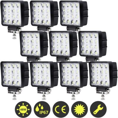 10X 48W LED Offroad Arbeitsscheinwerfer 12V 24V Flutlicht Reflektor Scheinwerfer