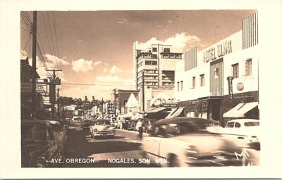 RPPC Nogales Sonora Mexico Ave. Obregon Street View 1950s era