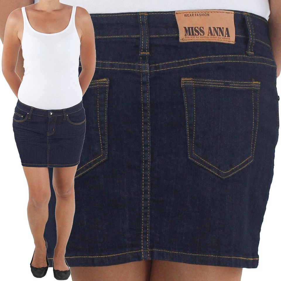 Damen Jeans Minirock Mini Rock Jeansrock Sommerrock Hüftrock Stretch Sommerrock - Bild 3 von 4