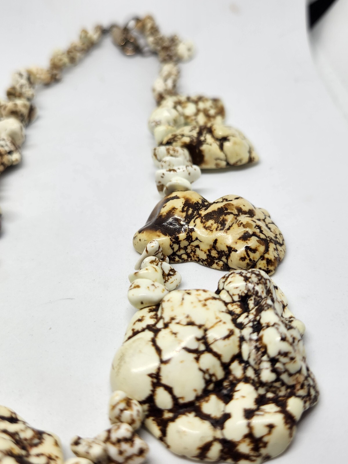 Cream White Turquoise Statement NecklaceCream Whi… - image 11