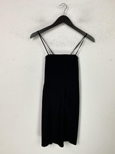 Topshop Black Plain Slip Dress Knee Length Strappy Bodycon UK 8 NEW