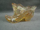 Fenton Art Glass Golden Carnival Hand Painted Slipper / Boot Signed D. Florence