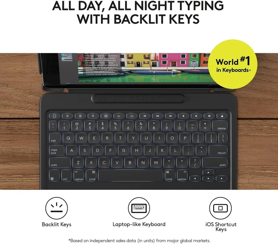 Logitech iPad Pro 10.5'', AIR Slim Combo w/ Detachable Backlit Wireless Keyboard - Image 4 of 4