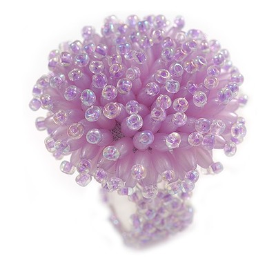 40 mm Durchmesser/Lavendel Acryl/Glas Perle Gänseblümchen Blume Flex Ring - Größe M