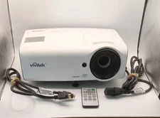 Vivitek DLP D554 HD HDMI Projector Power Cord White Gray Texas Inst.  w/ remote