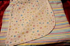 Stars  Stripes Handmade Cotton Baby Blanket Reversible 41"x 43" Crib Quilt 289