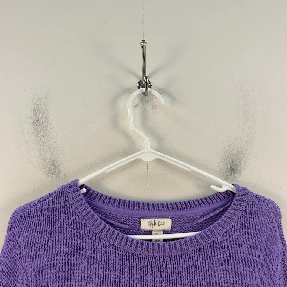 Suéter Pullover Style & Co XL para Mujer Púrpura Tejido Elástico L/S Rayas 20841 Foto 4 de 4