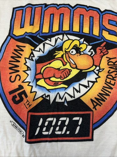 Vintage 1983 WMMS 100.7 Ringer V-Neck Cleveland Radio The Buzzard Sz Large - Picture 2 of 7