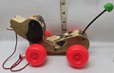 Fisher-Price #693 Snoopy Pull Toy Vintage Wood Toddler Replacement Parts USA