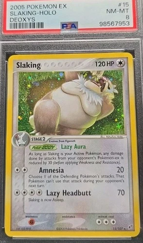 POKEMON CARD SLAKING HOLO RARE 15 EX DEOXYS #15 VINTAGE GRADED PSA 8