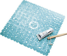 Pebblz Suction Non-Slip Square Bath Mat for Shower, Bathtub, Stall, 22" x 22", B