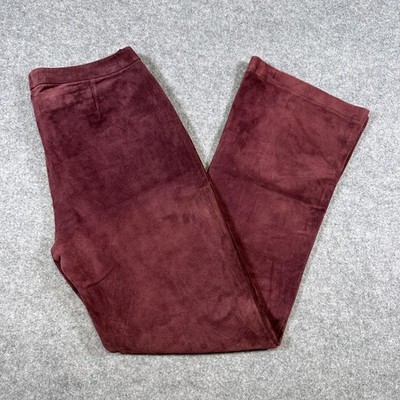 Hennes Collection Pants Womens 42 Burgundy Suede Leather High Rise Bootcut H&M