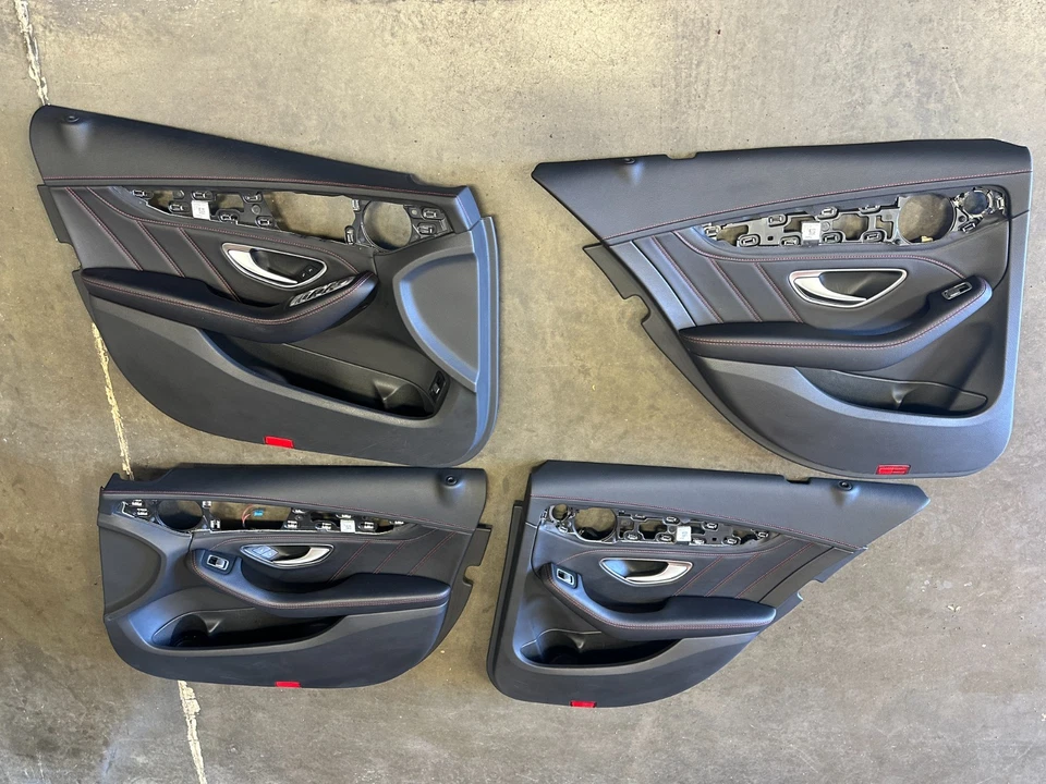 2015-2021 Mercedes W205 C43 AMG Front & Rear Interior Door Panel Set RED STITCH - Изображение 2 из 4