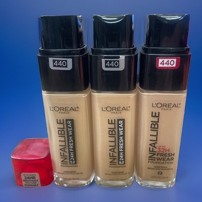 LOREAL Infallible 24H &32H Fresh Wear Foundation 440 Natural Rose 3 Pc Lot Read!