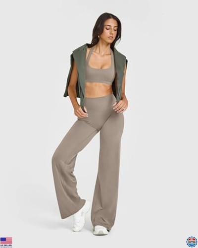 High Waist Stretch Yoga Pants for Women, Soft Casual Straight Leg Bottoms - Picture 4 of 6