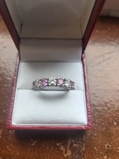 Platinum Eternity Ring - Pink Sapphires & 0.75ct Brilliant-Cut Diamonds