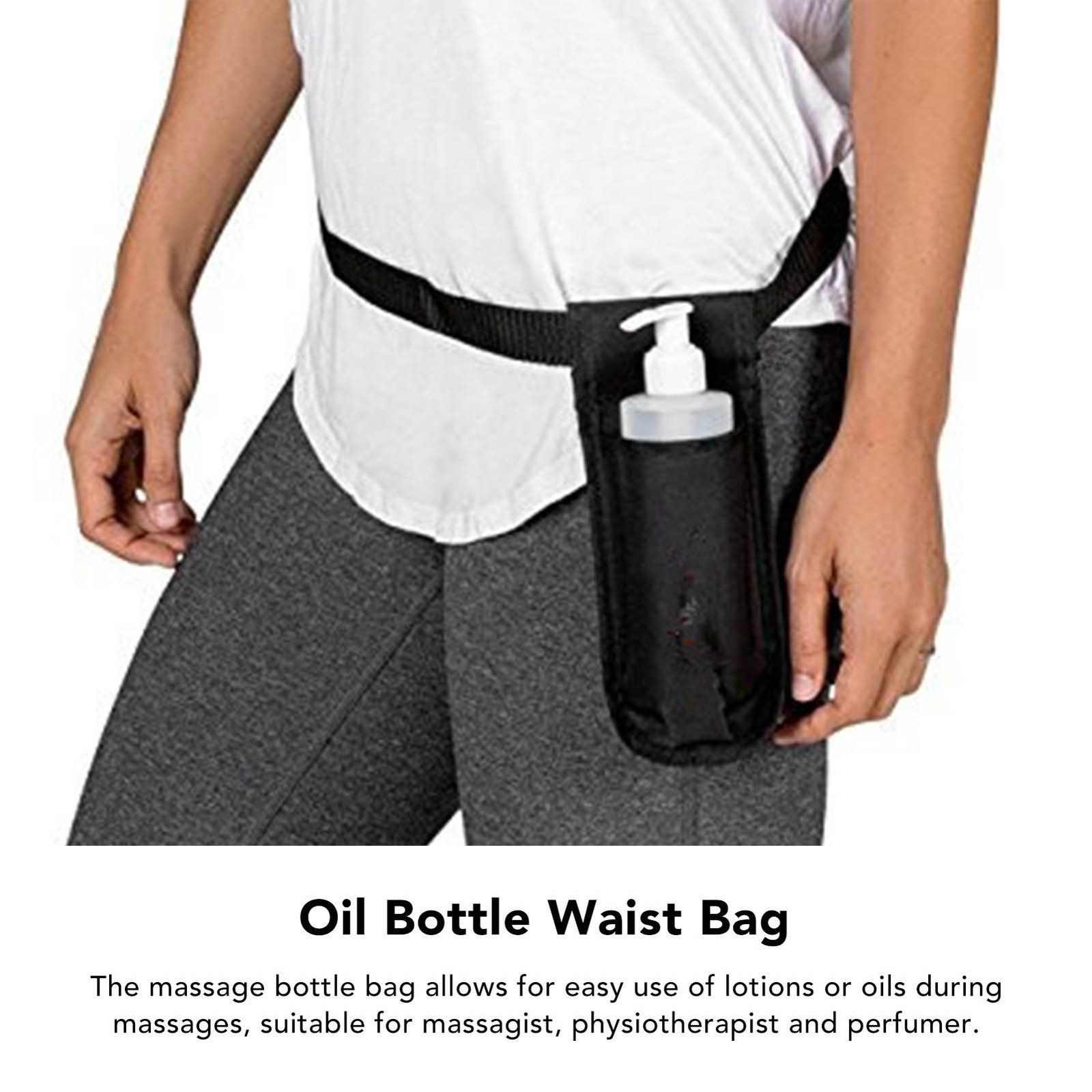Massage Bottle Bag Adjustable Lightweight Portable Massage Lotion Waist Hang BLW