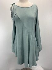 Free People Clear Skies Asymmetrical Long Sleeve Tunic Blouse Dress Small Green