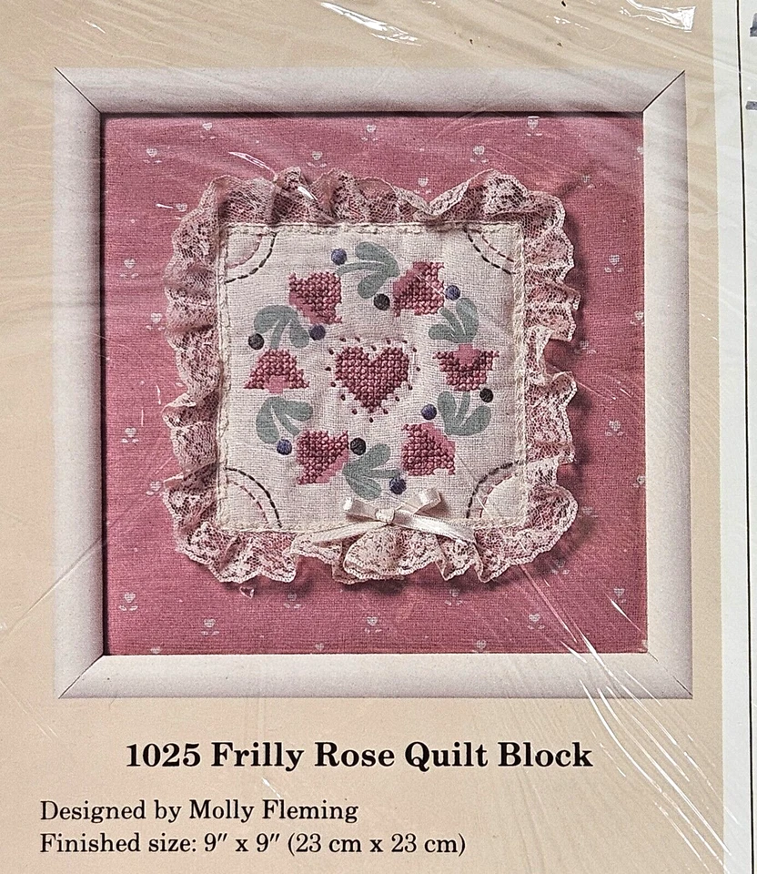 Vtg The Creative Circle "Frilly Rose Quilt Block" Embroidery Cross Stitch #1025 - Image 2 of 4