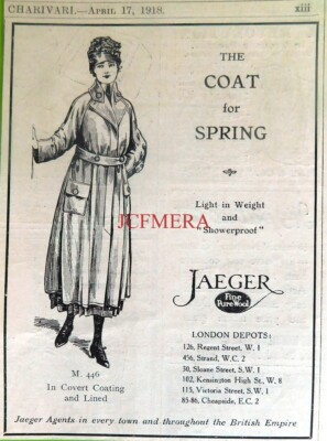 JAEGER leichter duschfester Frühlingsmantel 1.WK ANZEIGE Vintage Print Ad 683/24