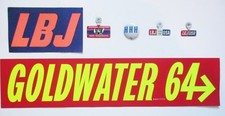 1964 U.S. Presidential Election LBJ  BARRY GOLDWATER Bumper Stickers  Pinbacks