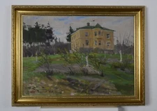 Cityscape, vintage painting, spring landscape, impressionist art, oil painting