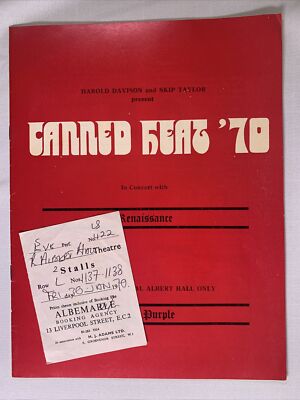 Deep Purple Programm Ticket Ritchie Blackmore Original Royal Albert Hall 1970