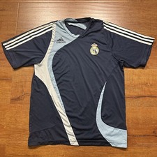 Vintage Adidas Real Madrid Soccer Jersey M Blue Futbol Ronaldo Rare VTG Camiseta