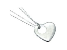Metal Heart Scratched Charm Necklace  Great Gift Idea 