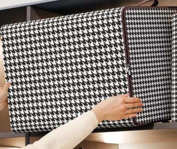 Contenedores de almacenamiento plegables grandes marrón y blanco pata de gallo 22"x22"x 18" - Paquete de 2 Foto 2 de 4