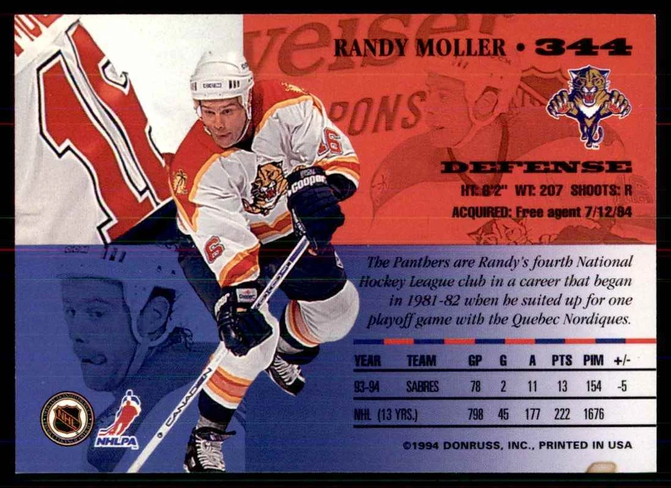 1994-95 Leaf Randy Moller #344 - Image 2 of 2