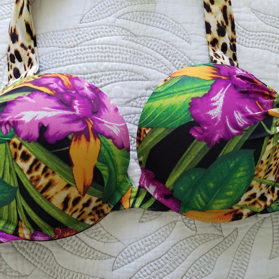Top BIKINI 34A Púrpura Floral Leopardo Q09 Victorias Secret Swim BOMBSHELL Add-2 Foto 3 de 4