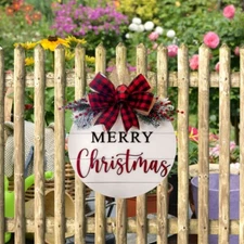 Merry Christmas Welcome Sign Front Door Hanging Wreath Porch Plaque Winter Come