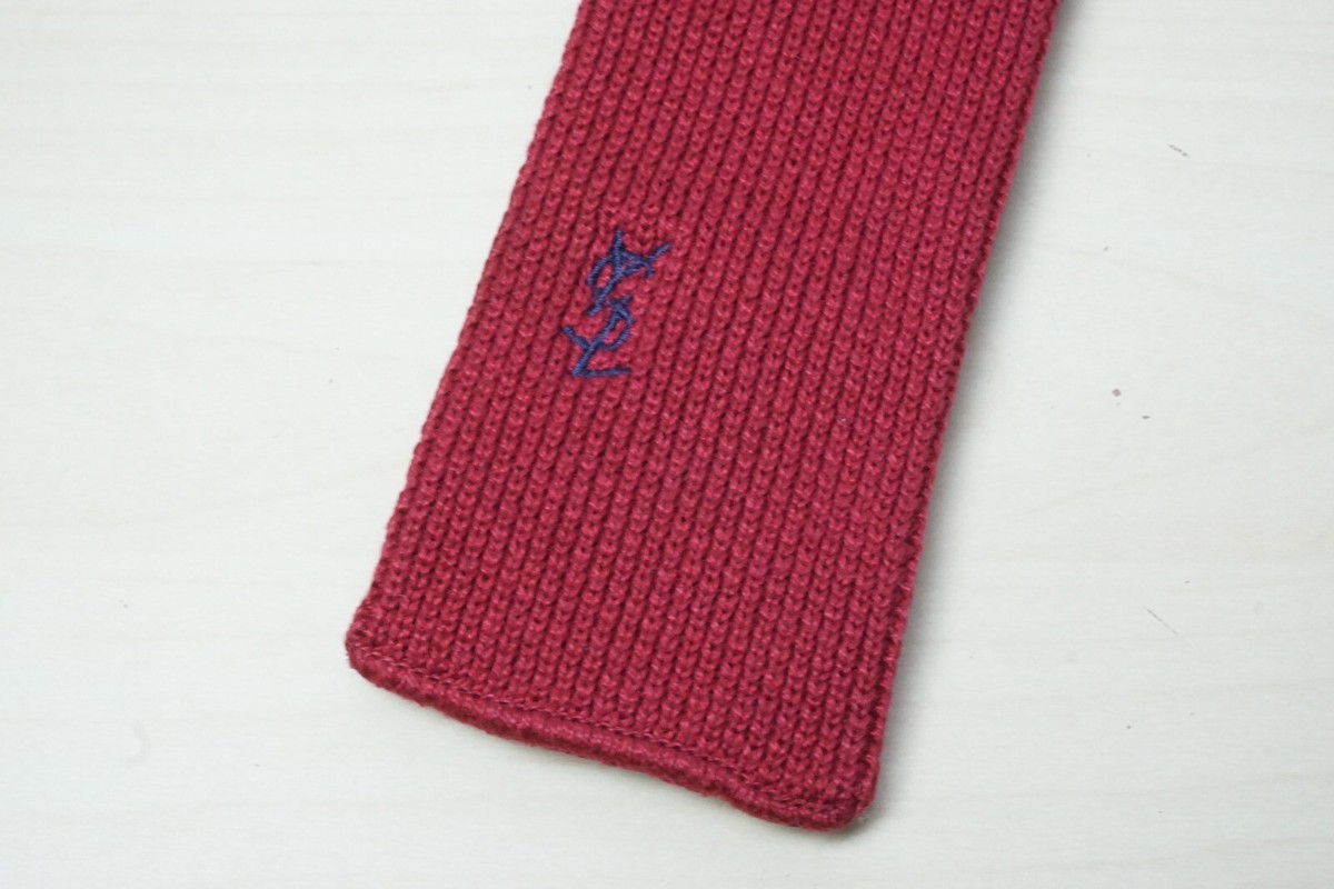 Yves Saint Laurent YSL Cherry Red Woven Cotton Mens Skinny VINTAGE