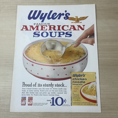 Wylers Chicken Noodle Soup Mix Vintage Print Ad 1963 Life Magazine
