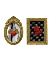 Mixed Media Art Framed Heart and Roses  Unique Artwork Handmade