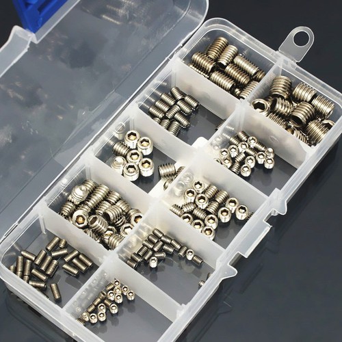 Juego de 200 piezas de zócalos hexagonales de cabeza Allen de acero inoxidable tornillo de grub surtido punta de taza - Imagen 3 de 6