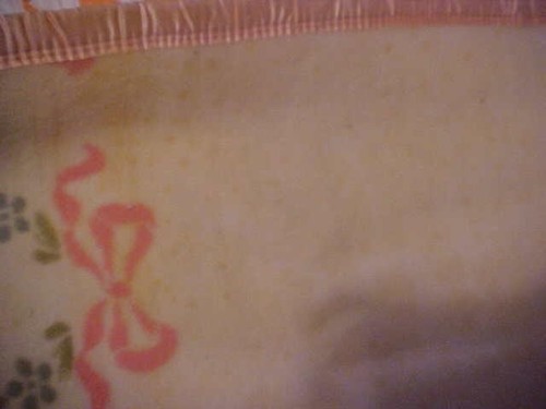 BABY BLANKET, BOW w/ LAUREL WREATH, REVERSIBLE PINK CREAM - Picture 6 of 6