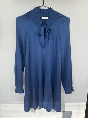 Sandro PARIS Long Sleeve Mini Dress Navy Blue 36