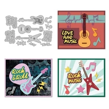 Guitar Cutting Dies Rock Music Words Dies Cut Metal Die Cuts Embossing Stenci...