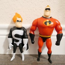 Disney Incredibles Fully Posable 7" SYNDROME 8" Mr. Incredible Figure Lot