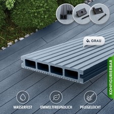 WPC Terrassendielen Komplettbausatz Hohldiele 3m-4m 3 Farben, Komplettset 6-99m²