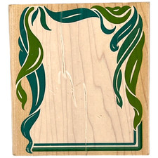 Vtg Rubber Stampede Posh Impressions Twisting Leaf Frame Rubber Stamp Art Deco
